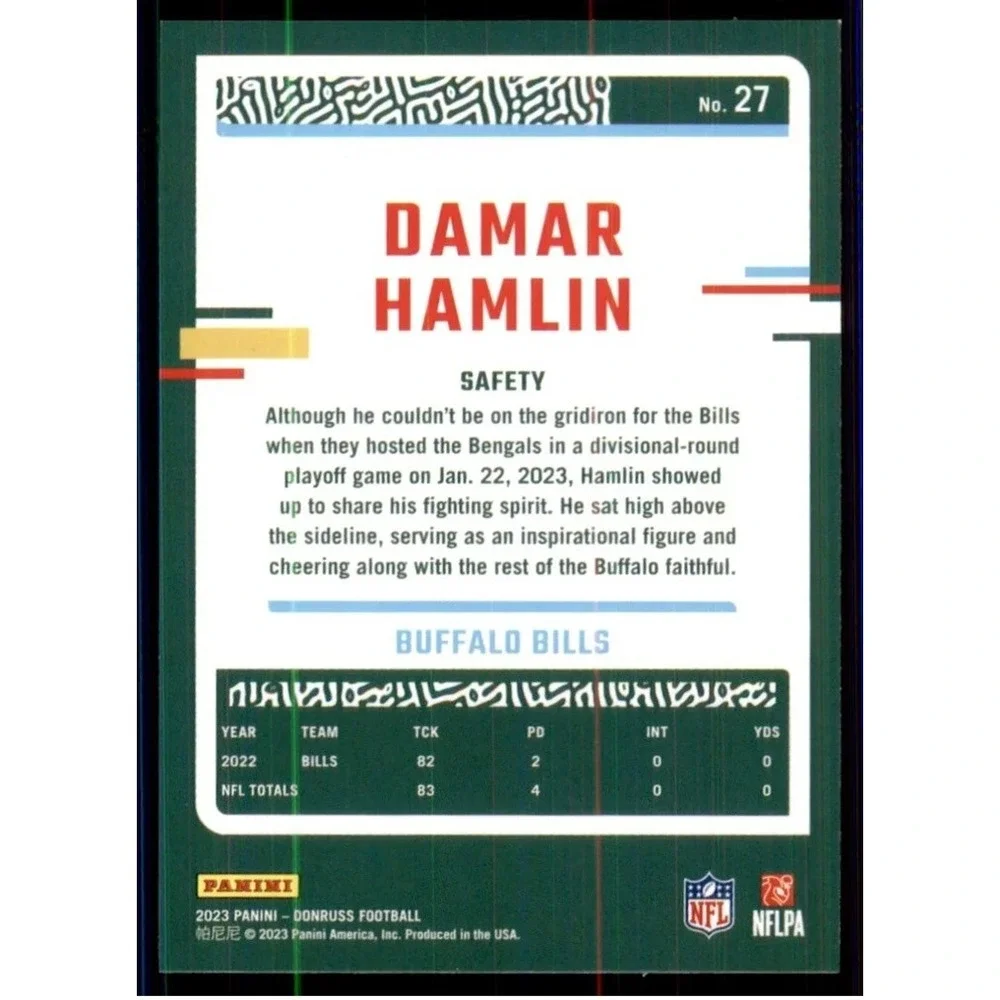 2023 Donruss Football‎ Base Card #27 Damar Hamlin - Buffalo Bills